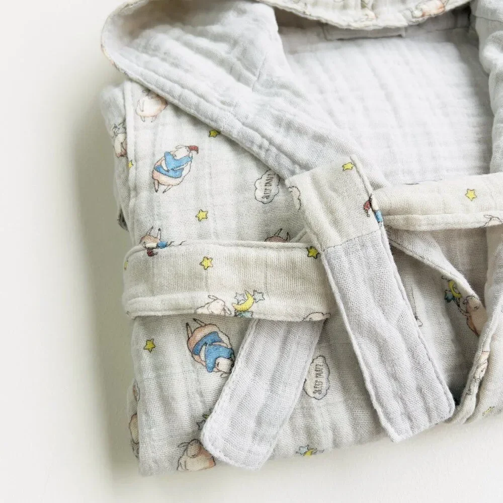 KIDS Organic Muslin Cotton Bathrobe - Reversible